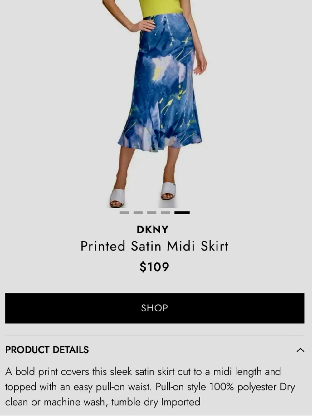 DKNY Abstract Satin Midi Skirt - Picture 3 of 8